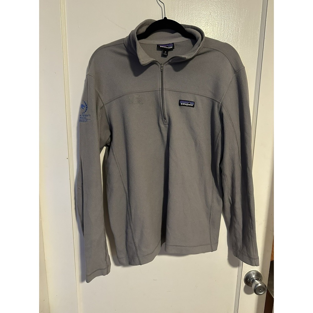 Patagonia Fleece GRAY  1/2 Zip Pullover Jacket Mens MEDIUM LOGO